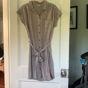 American Eagle Linen Striped Dress-Medium
